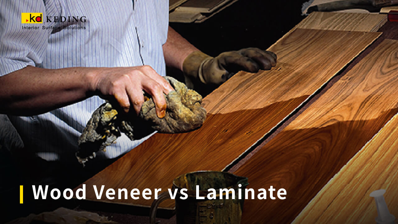 A cover photo for this article about wood veneer vs laminate