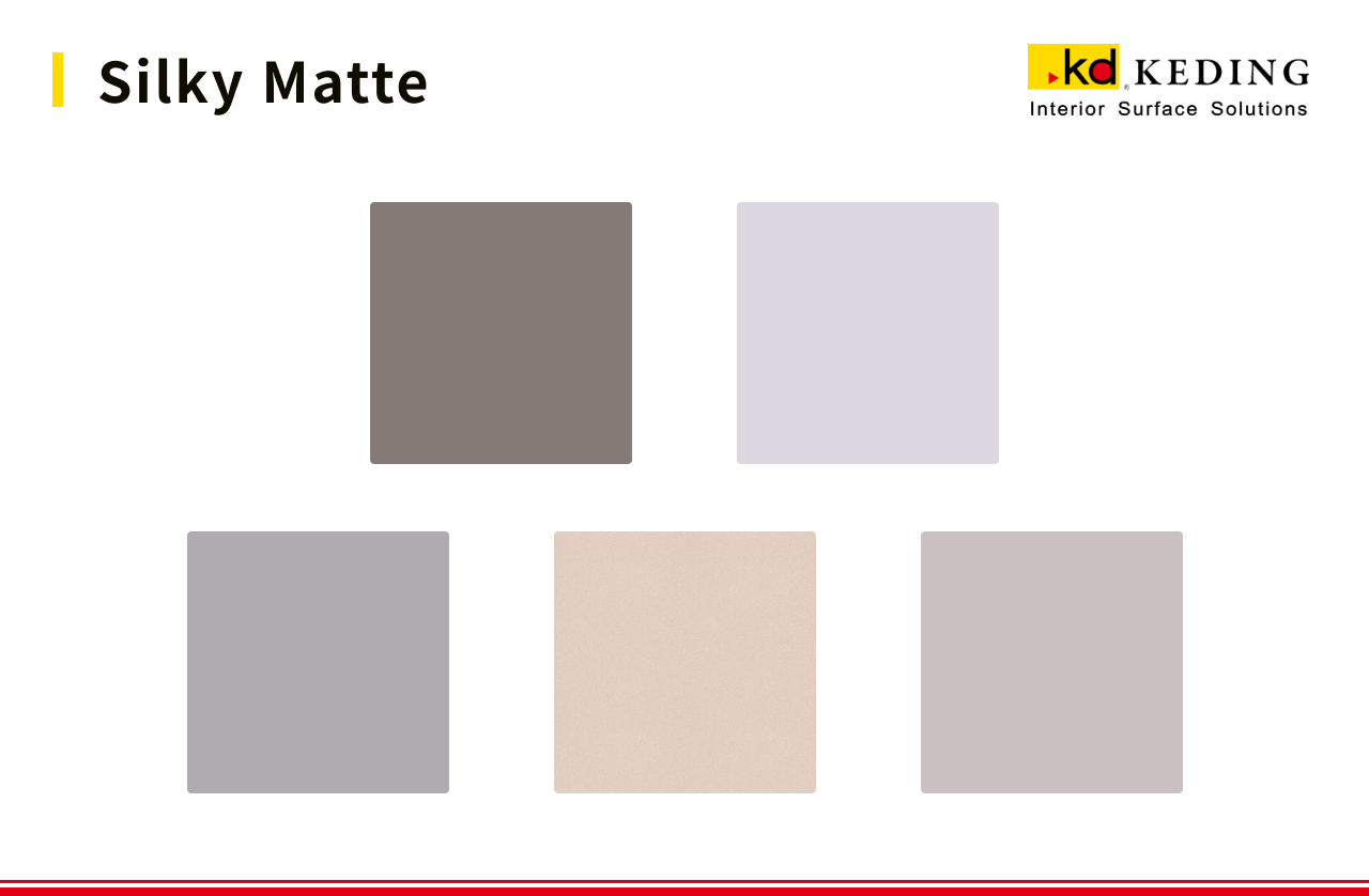 A picture shows different texture designs of silky matte.